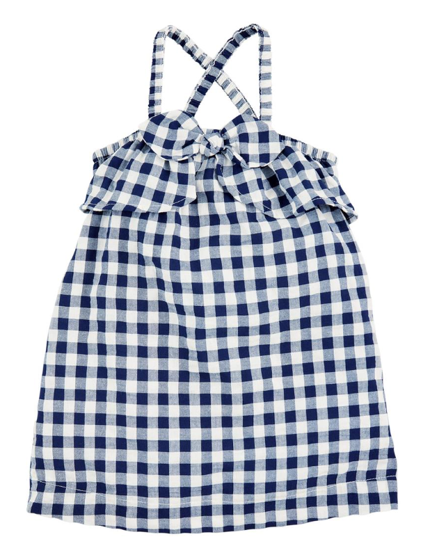 Navy Gingham Bow Dress
