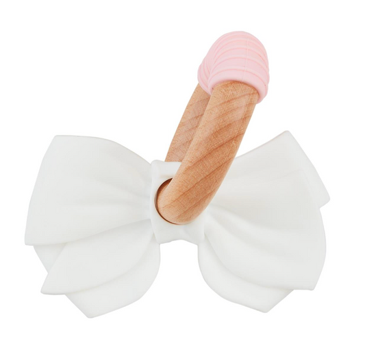 White Bow Teething Ring