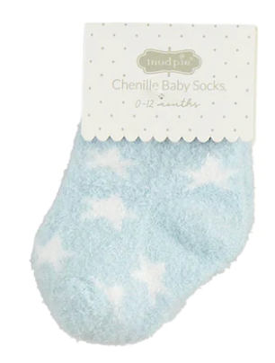 Baby Chenille Socks -Blue Stars