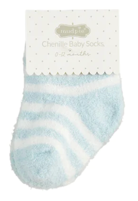 Baby Chenille Socks -Blue Stripe