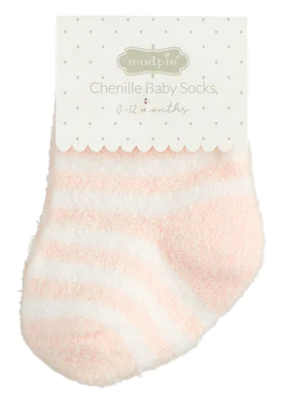 Baby Chenille Socks -Pink Stripe