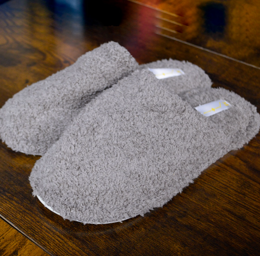 Taupe Fuzzy Slippers