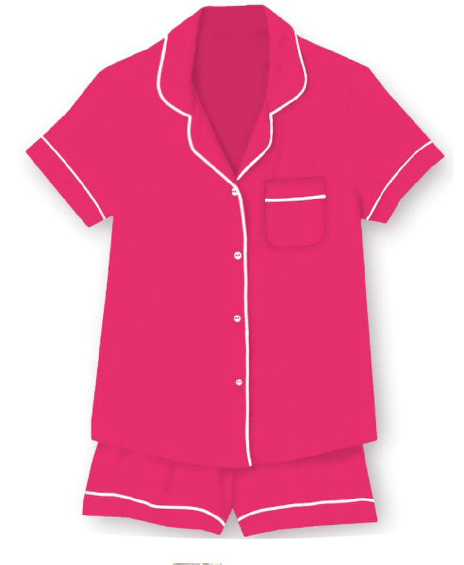 Girls Life in Pink Satin PJ Short Set