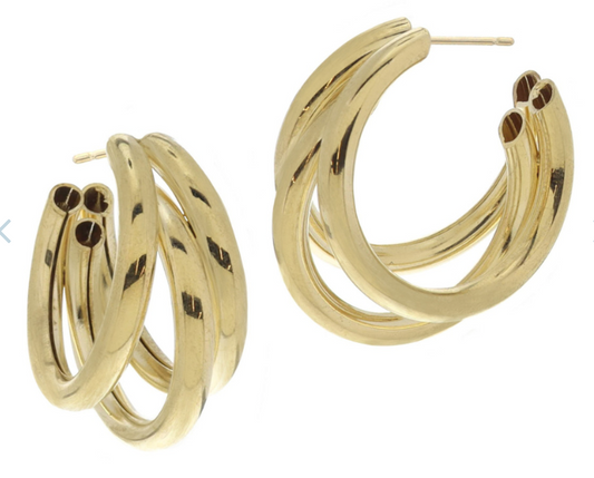 Gold Hoop Cluster Earrings