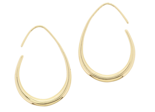18k Gold Plated Teardrop Threader Hoop Earrings