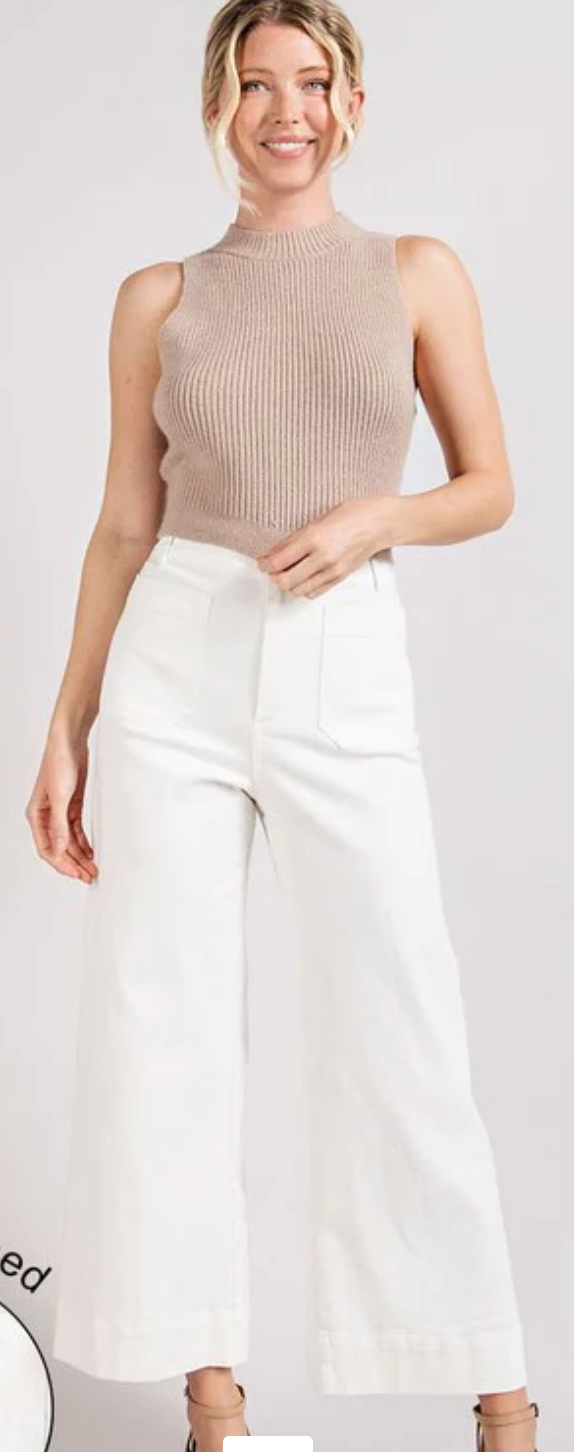 Wide Leg Pants-Off White