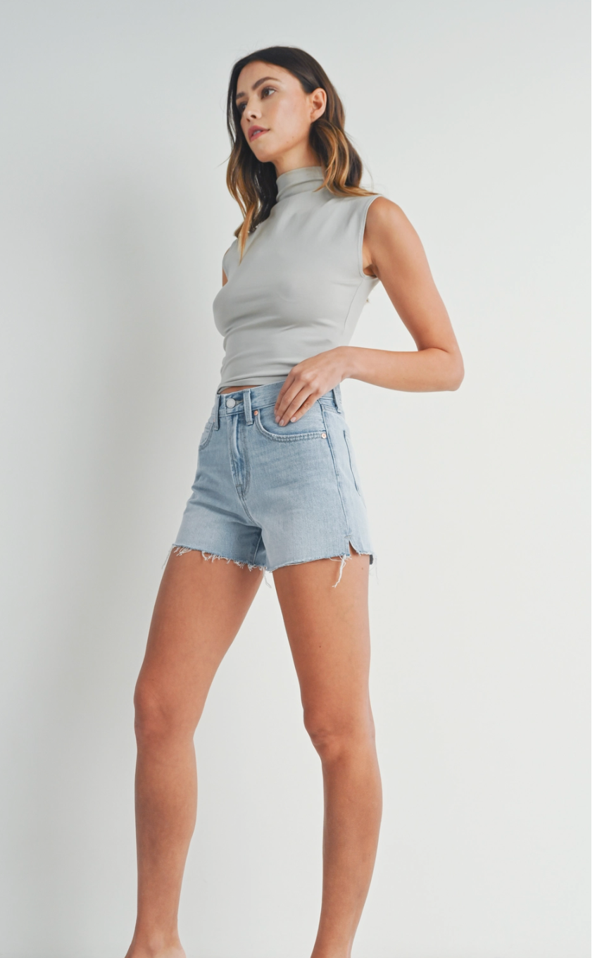 JBD Light Wash High Rise Frayed Short