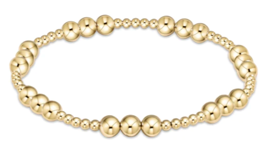 Class Joy Pattern 5mm Bead Bracelet- Gold