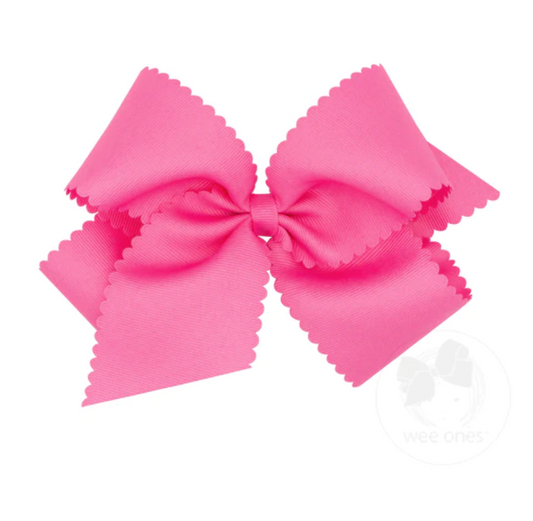 Large Scallop Bow- Hot Pink