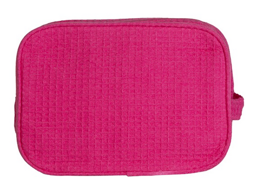Waffle Cosmetic Bag-Hot Pink