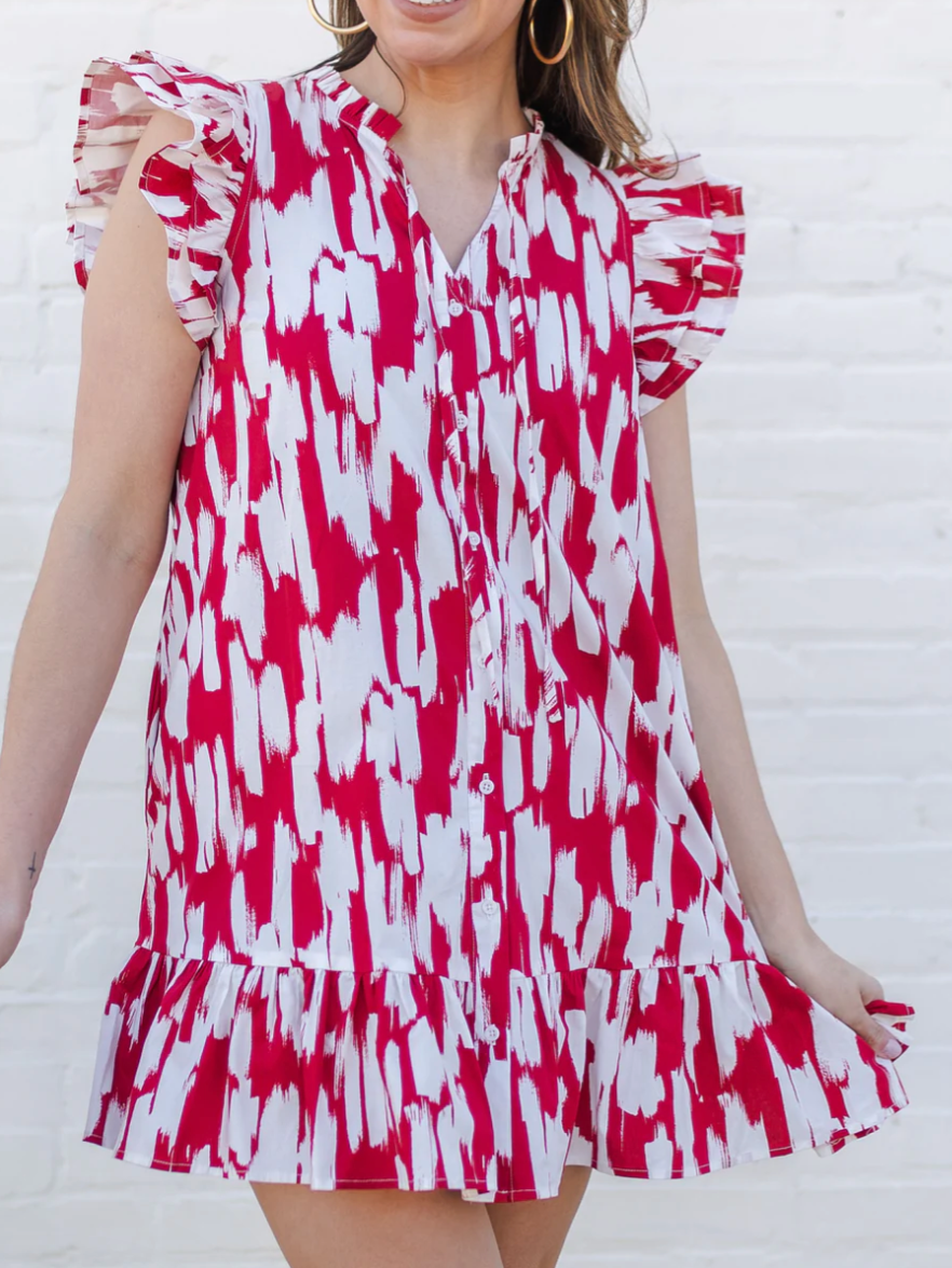 Abby Crimson & White Dress