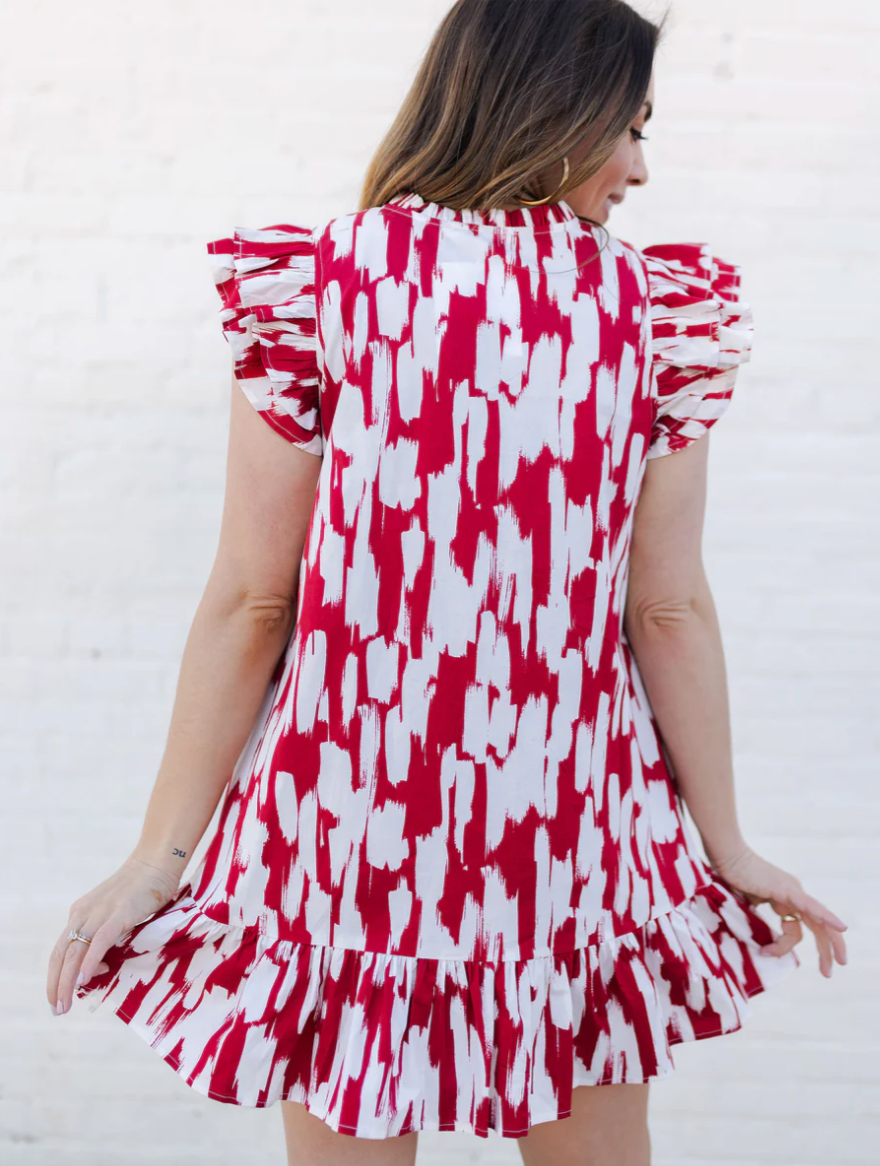 Abby Crimson & White Dress