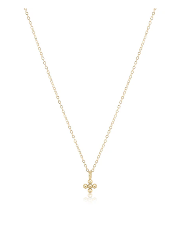 16" necklace gold - classic beaded signature cross small gold charm