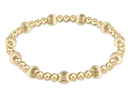 Dignity sincerity pattern 6mm bead bracelet - gold