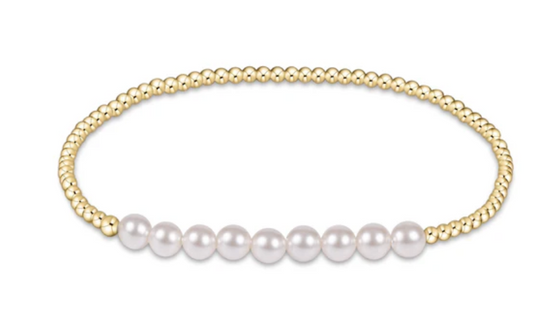 Classic gold beaded bliss 2.5mm bead bracelet- 5mm pearl