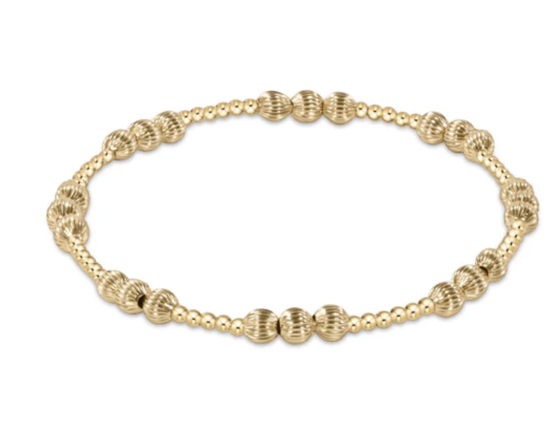 Dignity joy pattern 4mm bead bracelet - gold