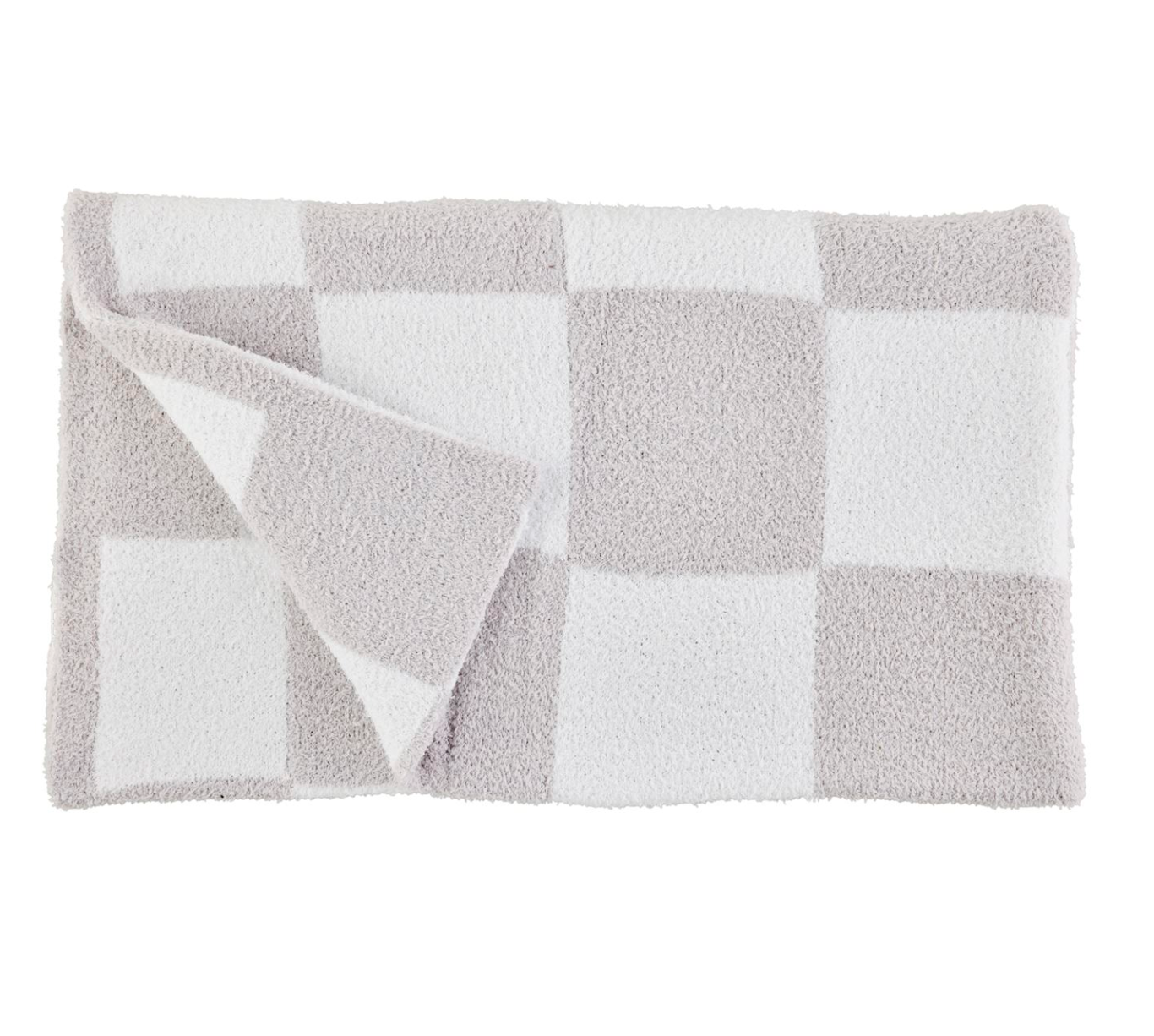 Checkered Chenille Blanket-Grey