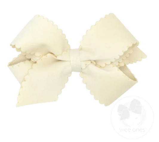 Medium Velvet Scallop Bow- Ivory