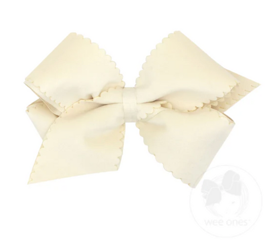 Large Velvet Scallop Bow- Ivory