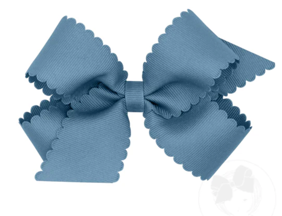 Medium Scallop Bow- Denim Blue