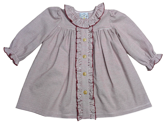 Sophie L/S Dress–Burgundy Stripe