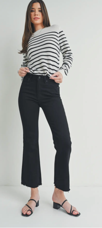 High Rise Crop Flare-Black
