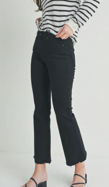 High Rise Crop Flare-Black