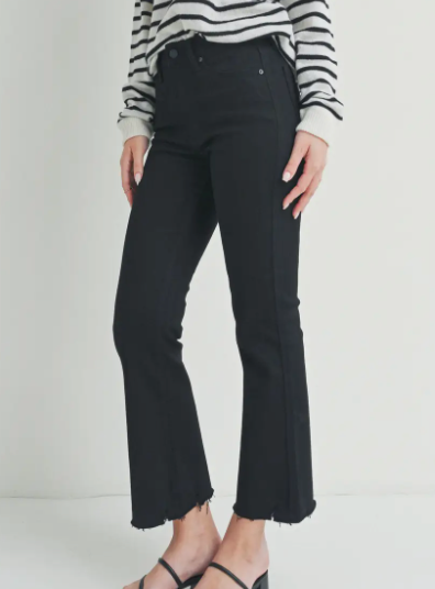 High Rise Crop Flare-Black