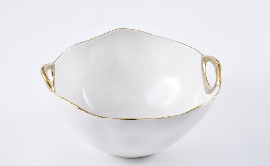 Large Gold Bowl w/ Handles