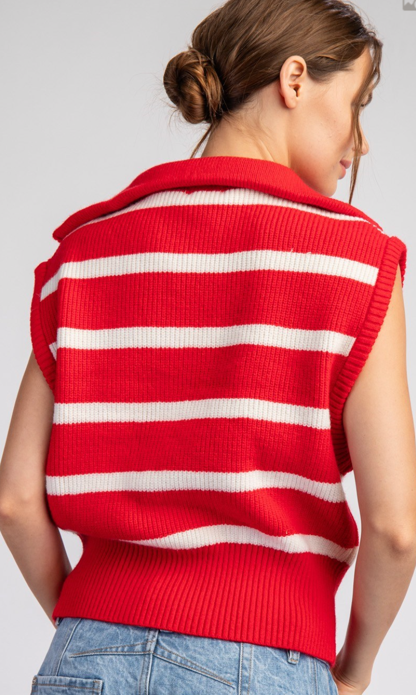 Striped Sleeveless Sweater Pullover