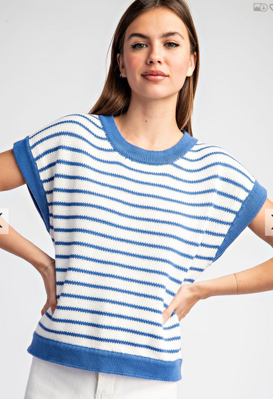 Stripe Short Sleeve Top