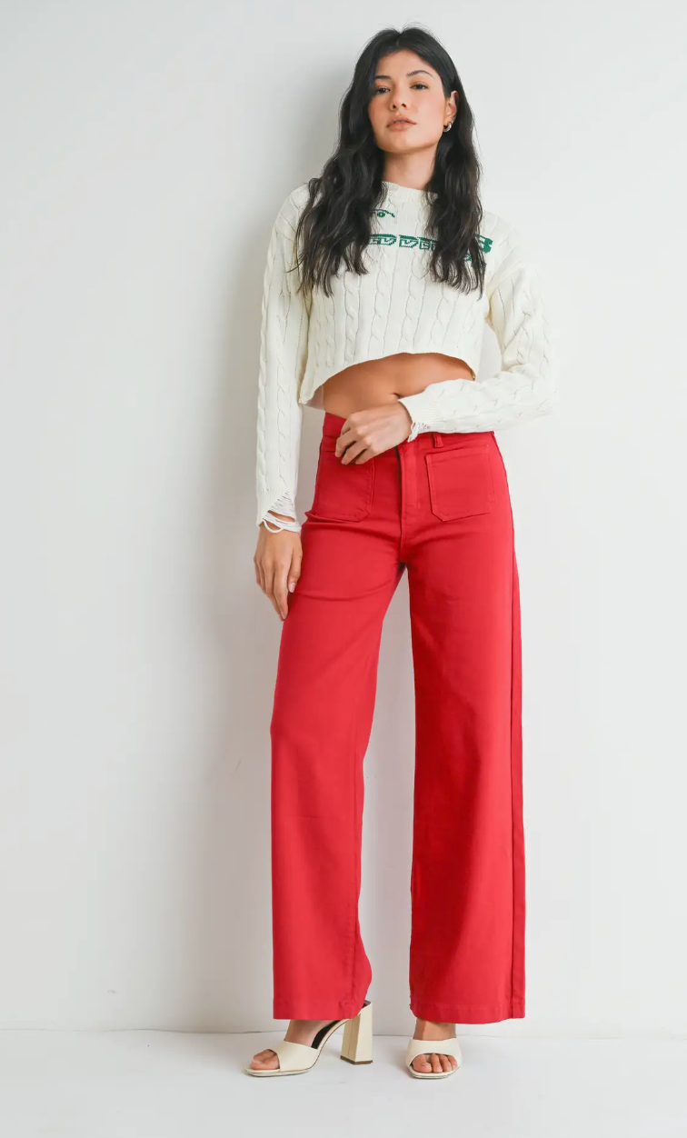 JBD Red Flare Jeans