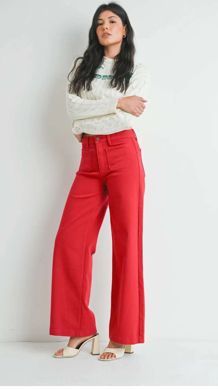 JBD Red Flare Jeans