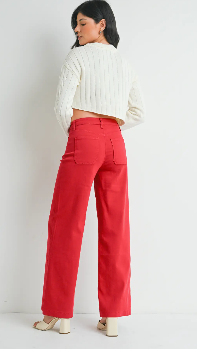 JBD Red Flare Jeans