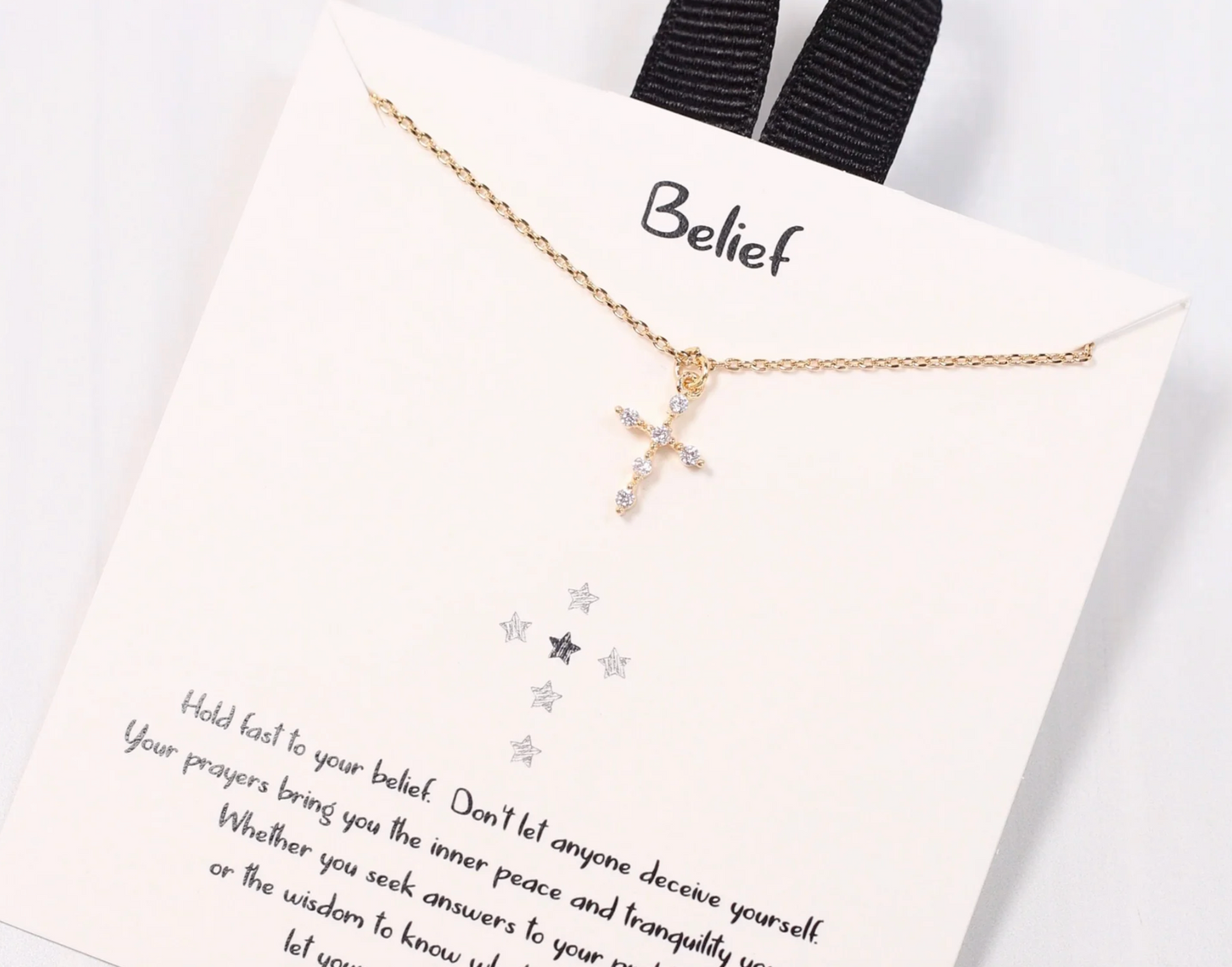 Belief CZ Cross Necklace