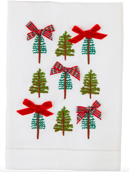 Tree Repeat Embroidered Towel