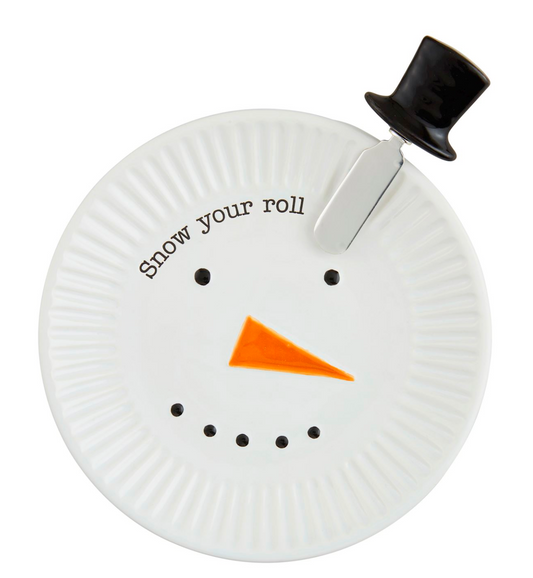 SNOWMAN XMAS CHEESE PLATE HAT