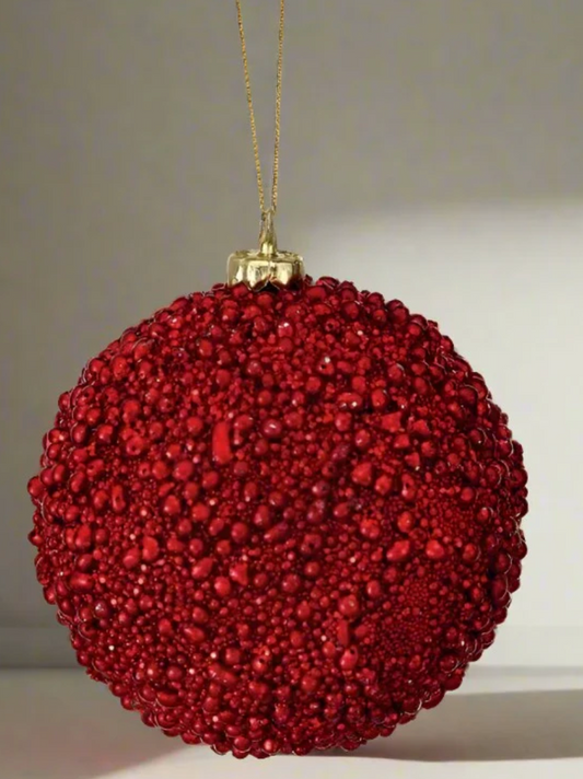 4" Red Beaded Ball