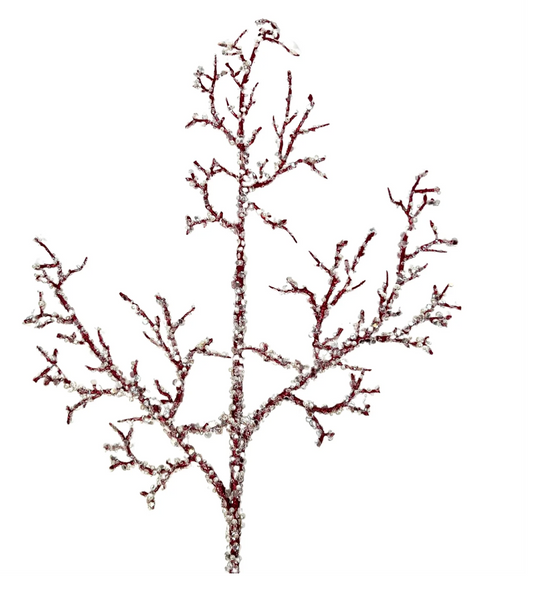 Sequin Pearl Twigs Branch Red/White