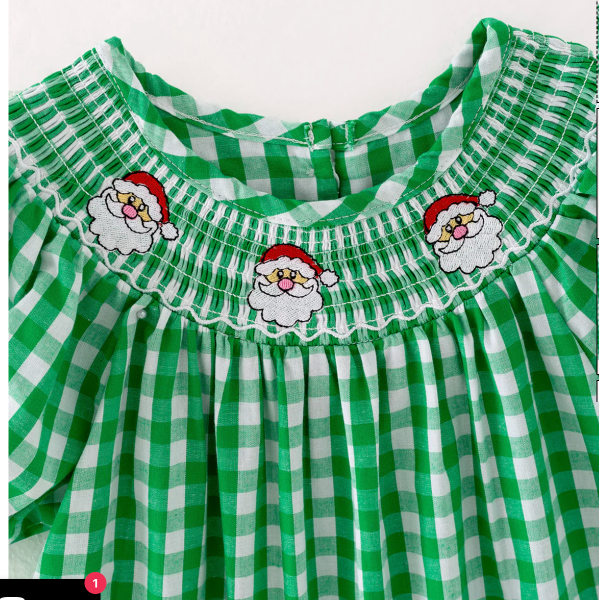 Santa Claus Smocking Green Plaid Dress