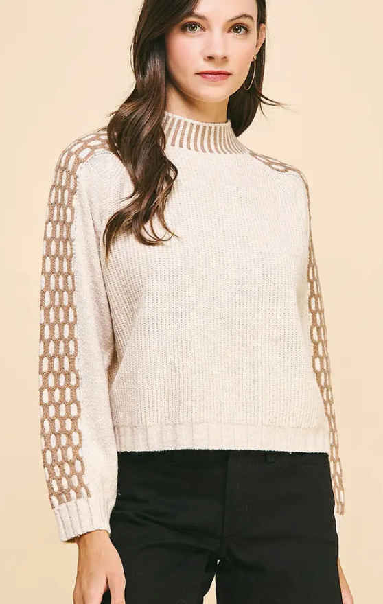 Taupe Mock Neck Sweater