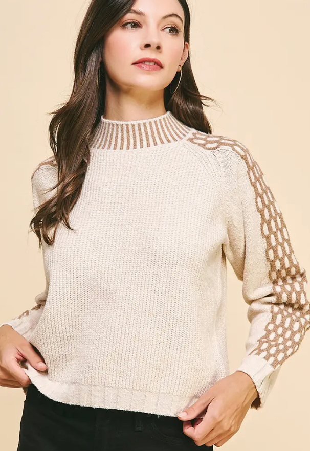 Taupe Mock Neck Sweater