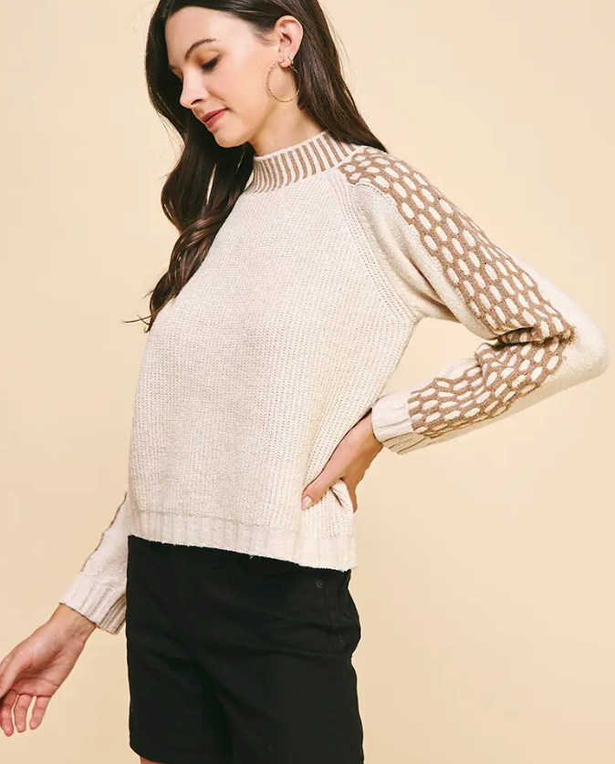 Taupe Mock Neck Sweater