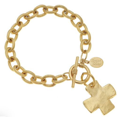 Gold Cross Toggle Bracelet