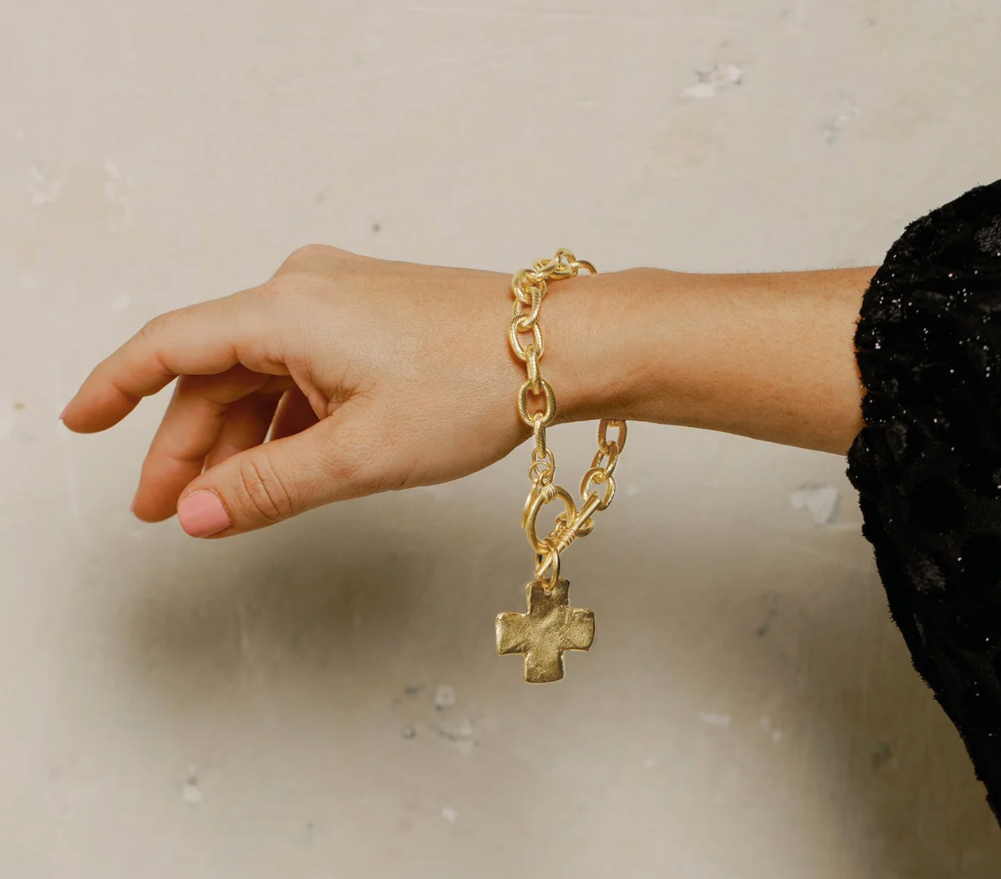 Gold Cross Toggle Bracelet