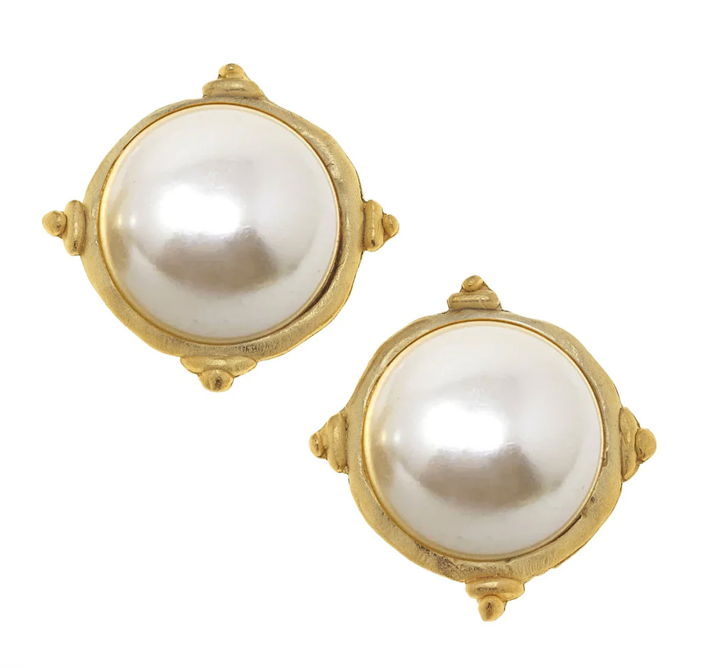 Gold and Cotton Pearl Earrings