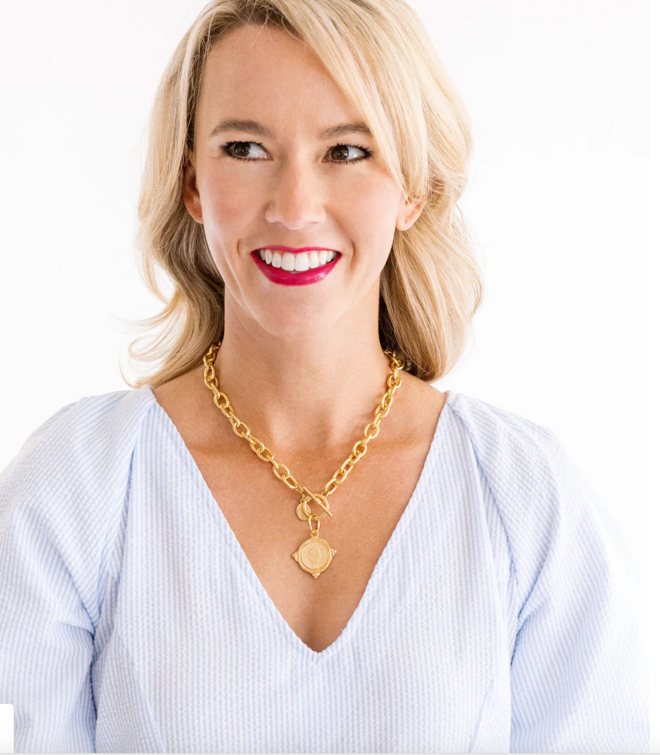 Handcast Gold Intaglio Coin Toggle Necklace