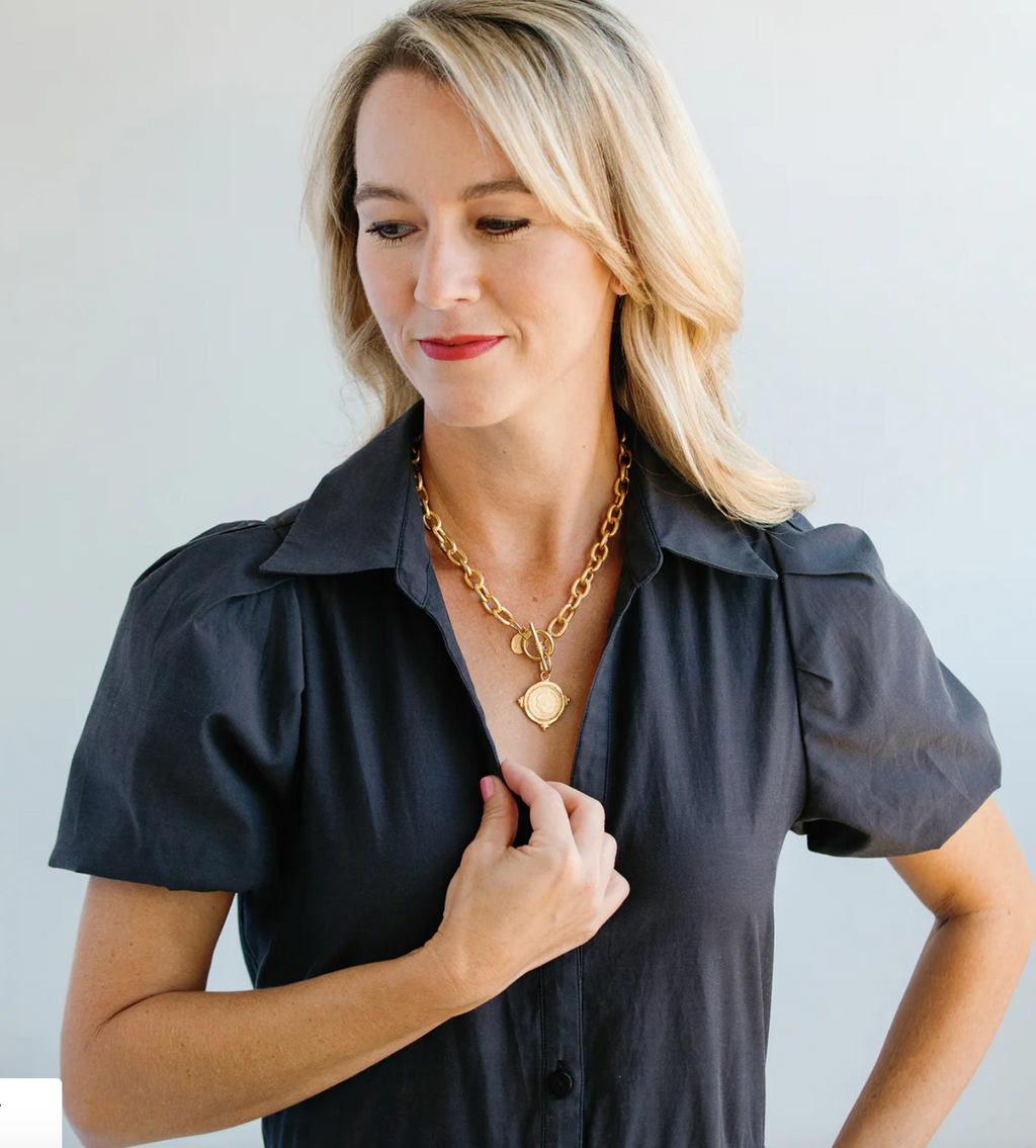 Handcast Gold Intaglio Coin Toggle Necklace