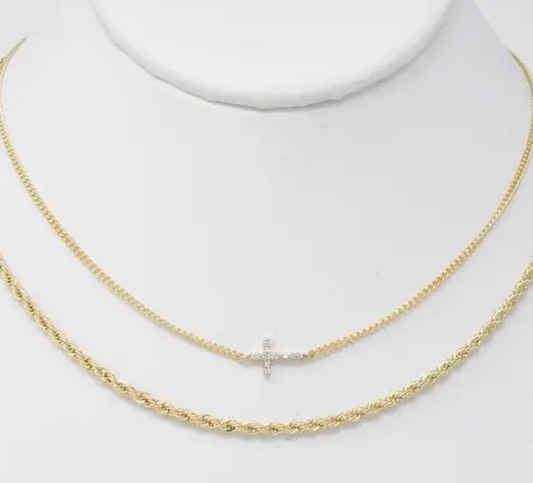 Gold Braided /Cross Necklace