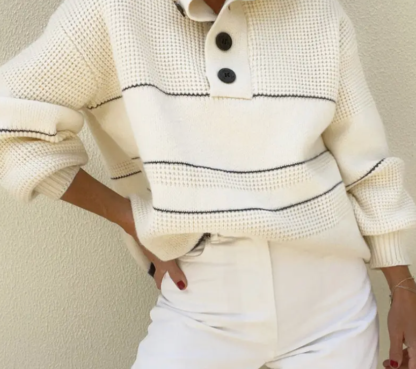 Button-Up Collared Knit Sweater